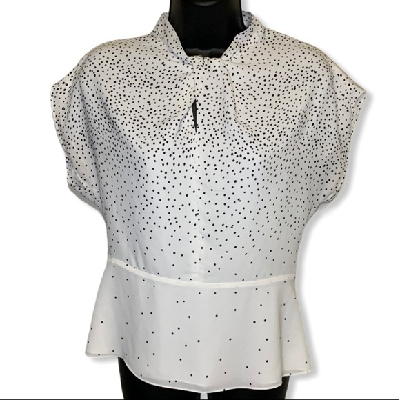 Melanie Lyne Graduated Polka Dot White Blouse Top - Picture 2 of 3